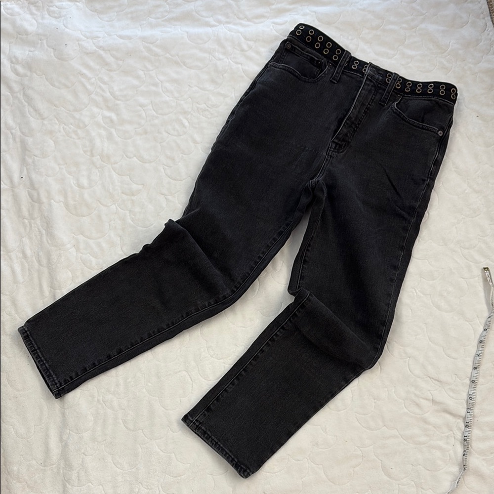 Madewell Black Denim Jeans with Studded Waistband